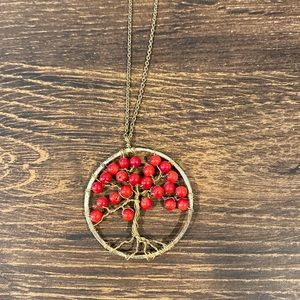 Beaded Red Tree of Life Necklace